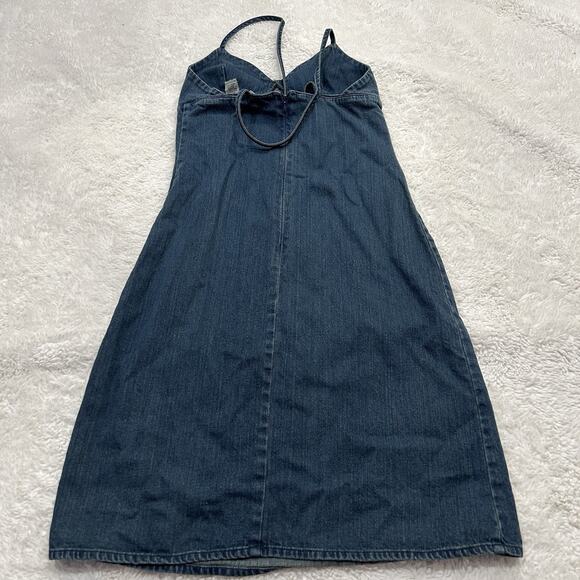Route 66 Cotton Sz 4 Vintage Blue Denim Spaghetti Strap Dress Small Y2K Cowgirl - Picture 2 of 5